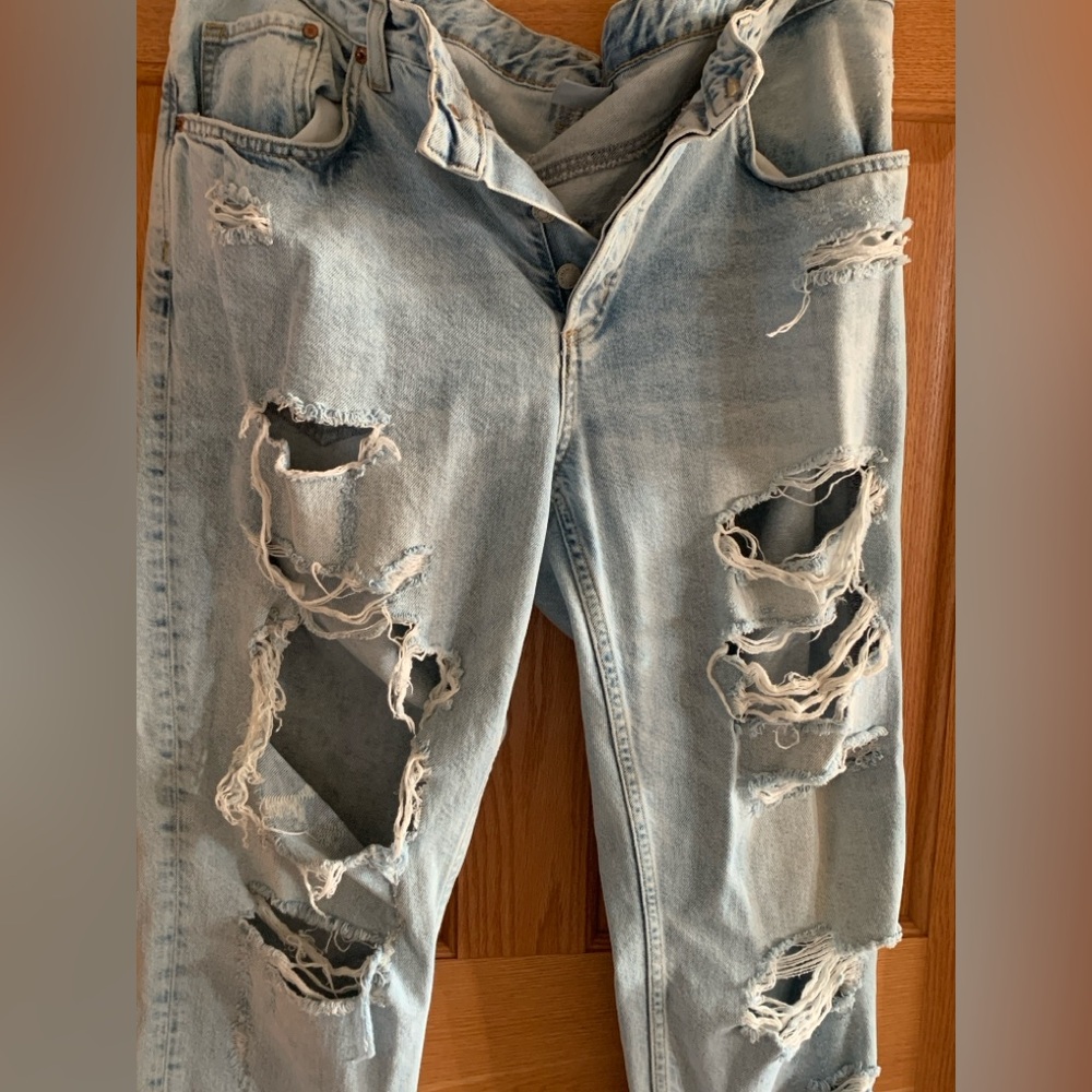 Destroyed Distressed Low Waist Boyfriend Jeans &Denim By H&M Women’s 33/32 - Picture 3 of 12